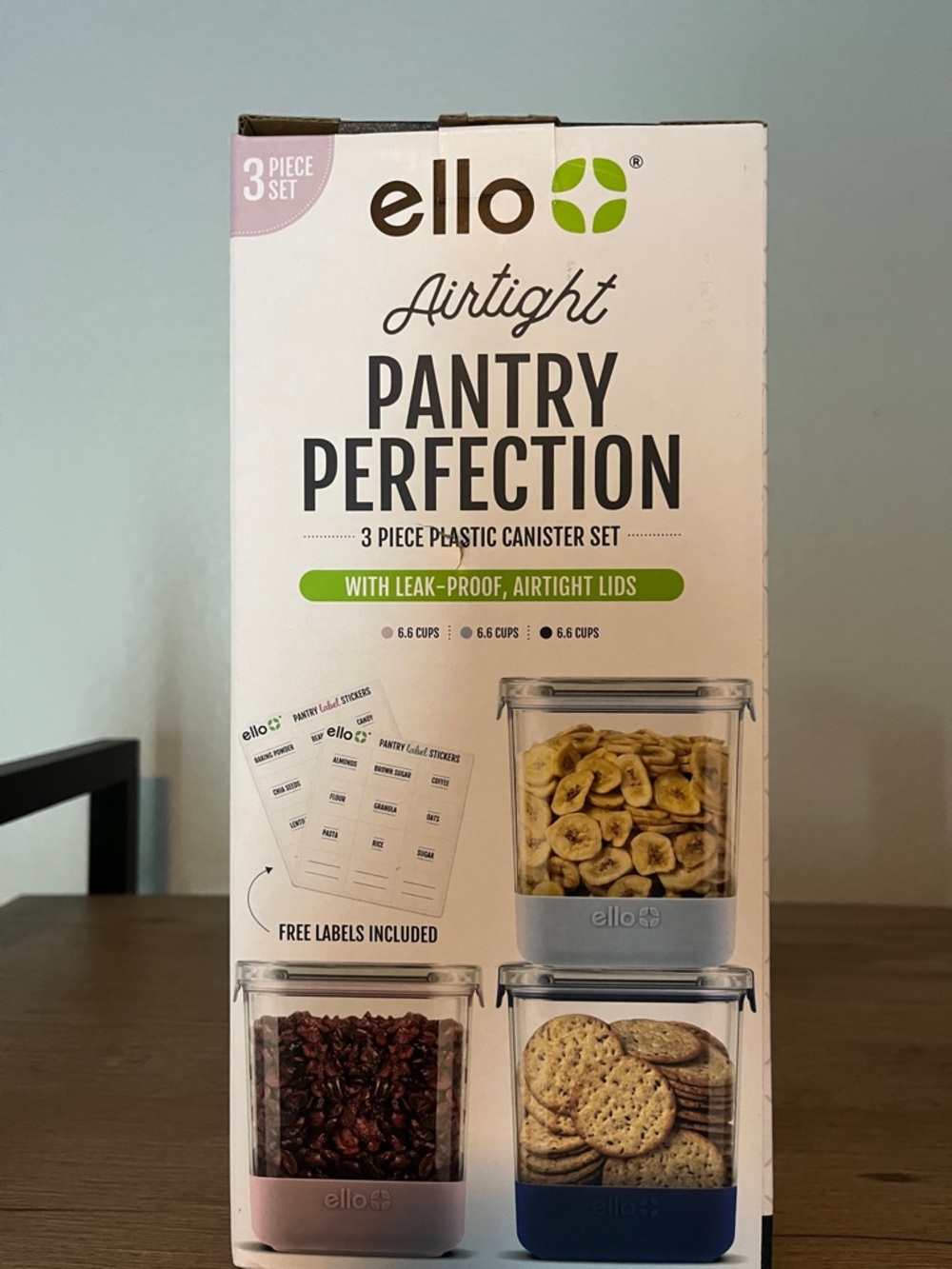 Airtight Pantry Perfection 3-Piece Canister Set - Pink, Blue, Gray